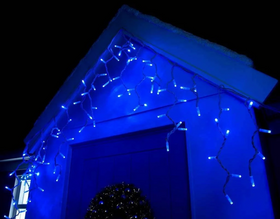 Вулична світлодіодна гірлянда бахрома (172 LED, 5х0,6м, IP67, білий провід каучук), колір свічення блакитний