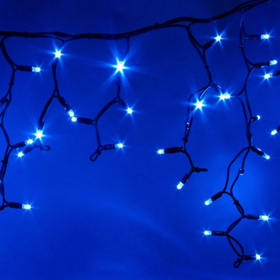 Вулична світлодіодна гірлянда бахрома (160 LED, 5х0, 7м, IP65, чорний провід каучук, МЕХАННЯ), колір блакитний