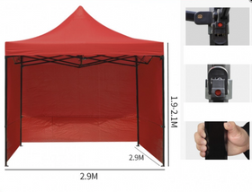 Палатки усиленные раздвижные, очень прочные 3х3м PRO MAX /45х45мм/1мм/22кг + бока 9м, Красный 800D