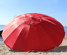 Зонт круглий посилений 3,5м, 16 спиць з вітровим клапаном Червоний тент