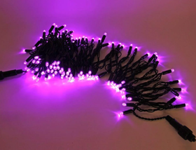 Вулична світлодіодна гірлянда нитка 10 метрів 100 led на чорному дроті, колір фіолетовий