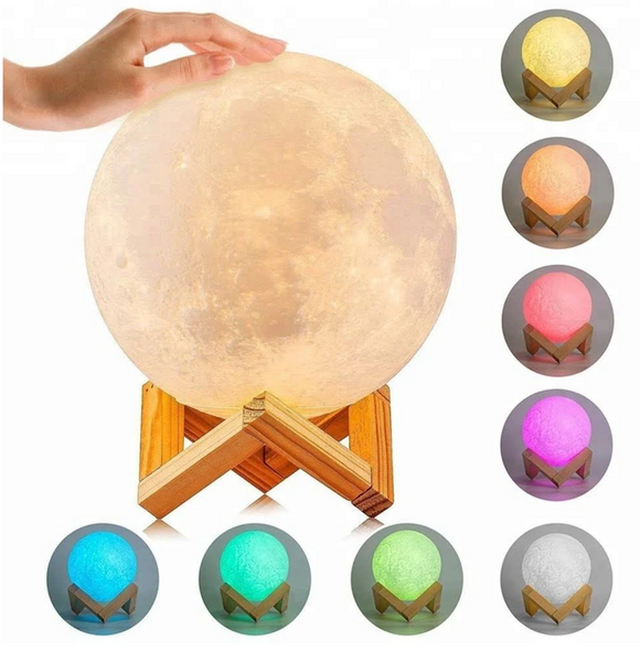 Светильник настольный детский 3D Белая Луна Moon Light Lamp 15 см с аккумулятором