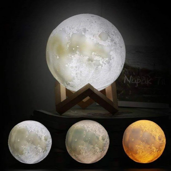 Светильник настольный детский 3D Белая Луна Moon Light Lamp 15 см с аккумулятором