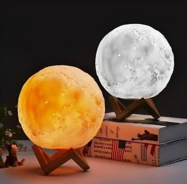 Светильник настольный детский 3D Белая Луна Moon Light Lamp 15 см с аккумулятором