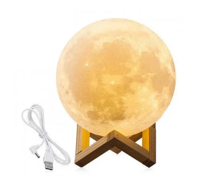 Светильник настольный детский 3D Белая Луна Moon Light Lamp 15 см с аккумулятором