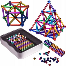 Магнітний конструктор палички та кульки, на 63 елементи / Дитячий конструктор, що розвиває, на магнітах