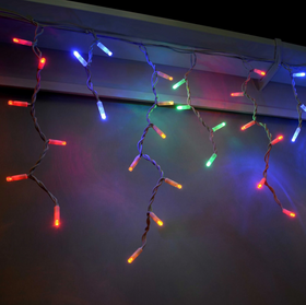 Вулична світлодіодна гірлянда бахрома (160 LED, 5х0,7м, IP65, білий провід каучук, МЕХАННЯ), колір RGB