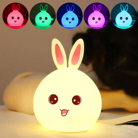 Дитячий світильник – нічник Зайчик LED Rabbit Soft Touch силіконовий з вбудованим акумулятором ∙ 7 режимів свічення