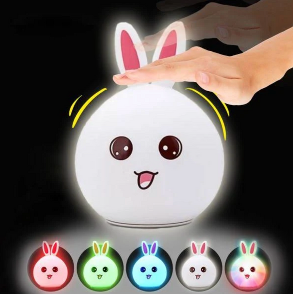 Детский светильник – ночник Зайчик LED Rabbit Soft Touch силиконовый со встроенным аккумулятором ∙ 7 режимов свечения