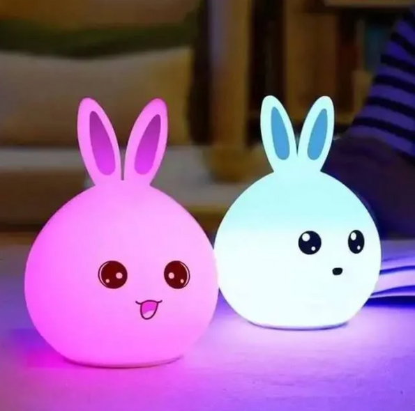 Детский светильник – ночник Зайчик LED Rabbit Soft Touch силиконовый со встроенным аккумулятором ∙ 7 режимов свечения