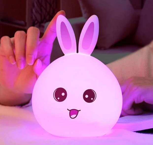 Детский светильник – ночник Зайчик LED Rabbit Soft Touch силиконовый со встроенным аккумулятором ∙ 7 режимов свечения