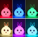 Детский светильник – ночник Зайчик LED Rabbit Soft Touch силиконовый со встроенным аккумулятором ∙ 7 режимов свечения