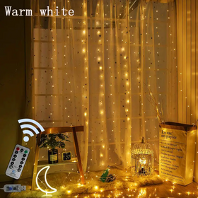 Світлодіодна гірлянда завіса "Світлодіодні нитки" 3х2 м, з пультом, USB, теплий білий