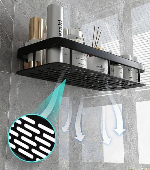 Металлическая полка для ванной Art-Home Bath Holder самоклеющаяся, прочная до 10 кг.