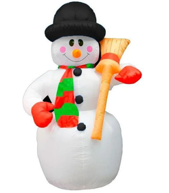 Фігура Надувна 3D "Сніговик з Мітлою" Розмір 250см, внутрішнє підсвічування