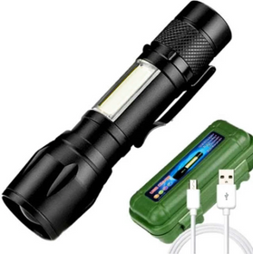 Ліхтар світлодіодний акумуляторний USB, XPE+COB, BL-513 з бічним світлом, корпус метал