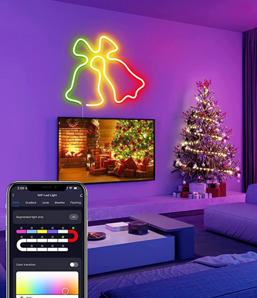 Гибкий неон Light Strip 5м RGB 12V 6*12 mm, пульт, Bluetooth управление - QR-код для телефона