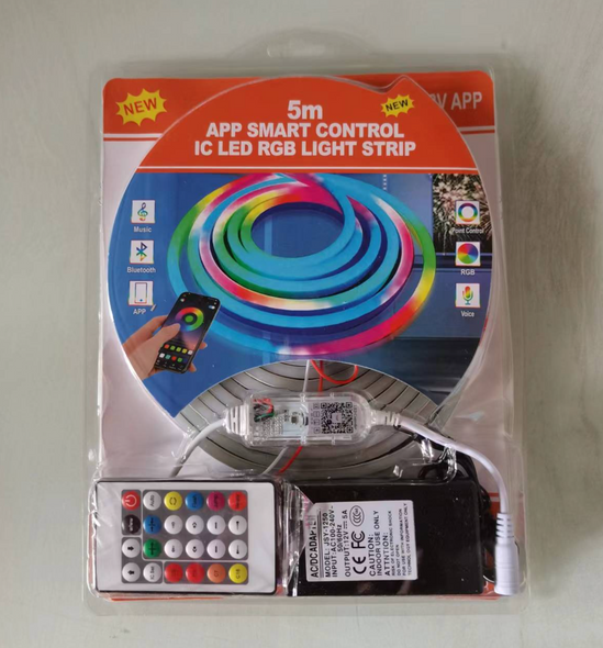 Гибкий неон Light Strip 5м RGB 12V 6*12 mm, пульт, Bluetooth управление - QR-код для телефона