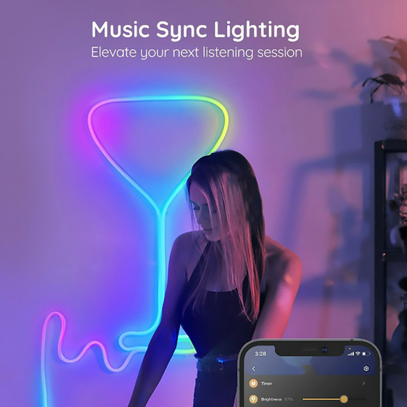 Гнучкий неон Light Strip 5м RGB 12V 6*12 mm, пульт, Bluetooth керування - QR-код для телефону