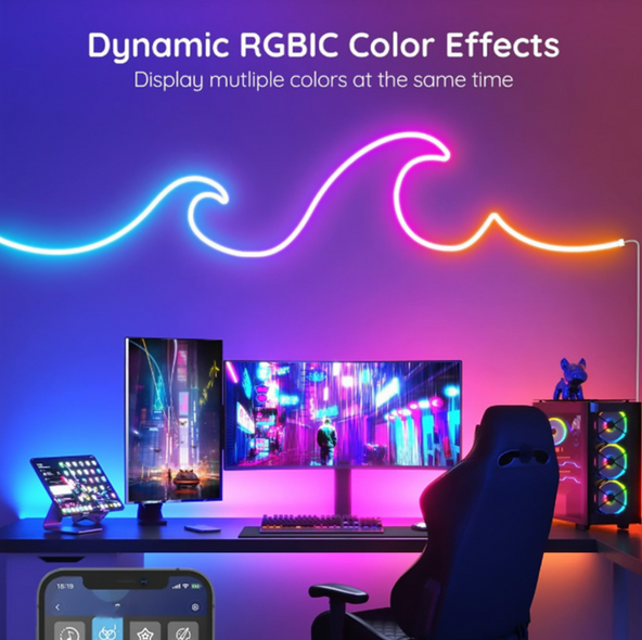 Гнучкий неон Light Strip 5м RGB 12V 6*12 mm, пульт, Bluetooth керування - QR-код для телефону