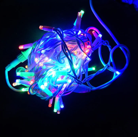 Вулична гірлянда String (нитка) 100 Led, 10 метрів, білий провід, колір RGB