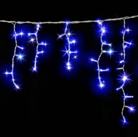 Гирлянда ICICLE (бахрома) светодиодная, 3х0,7м, белый провод, диоды синие, 120 led
