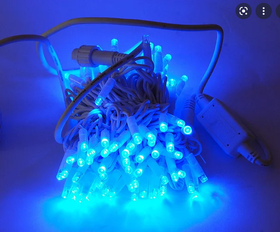 Уличная гирлянда String (нить) 160 Led,14 метров, белый провод, цвет синий