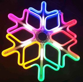 Світлодіодна кольорова Сніжинка 60см неонова з світлодіодними вогнями, що біжать.