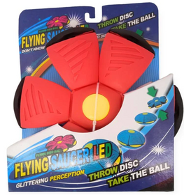 М'яч трансформер світиться літаюча тарілка НЛО фрісбі складаний дискошар Magic Ball червоний