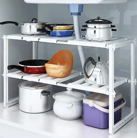 Регульована кухонна полиця для зберігання, 38-70 см, полиця для зберігання KITCHEN RACK | Кухонний органайзер