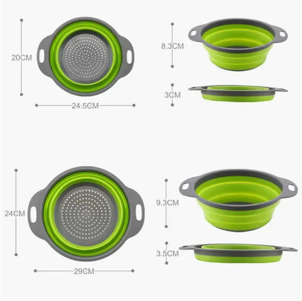 Набор складных дуршлагов JM - 611 (2 штуки), Дуршлаг силиконовый складной большой и маленький