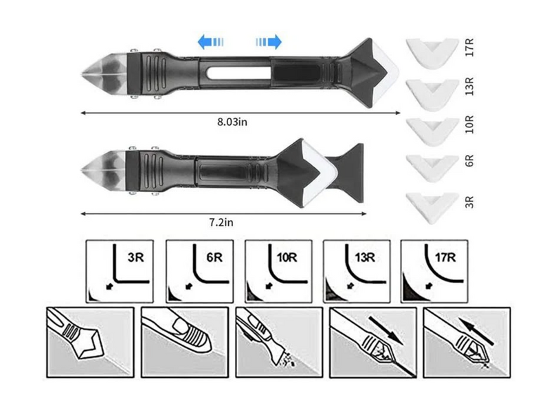 Силиконовый шпатель скребок для герметика и силикона удаление заделки швов SILICON TOWEL SCRAPER набор насадок