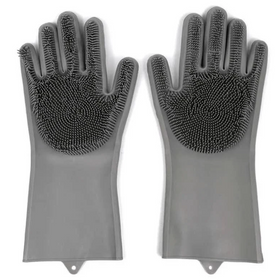 Силіконові багатофункціональні рукавички для миття та чищення Magic Silicone Gloves з ворсом Сірки