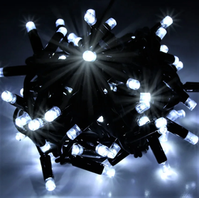 Светодиодная гирлянда нить на деревья 14 метров 160 led на черном проводе, цвет белый