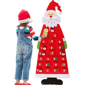 Різдвяний адвент-календар з фетру Санта-Клауса з кишенями на 24 дні зворотній відлік