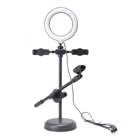 Кільцева Led лампа 16см, Youtuber HA-12, з підставкою для мікрофона та телефону / Селфі світлодіодна лампа