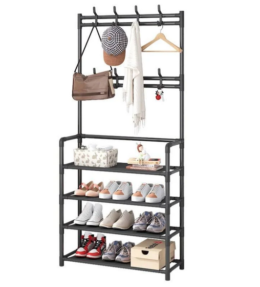 Вішалка для одягу чорна 4098 NEW SIMPLE FLOOR CLOTHES RACK SIZE 60x29. 5x151см