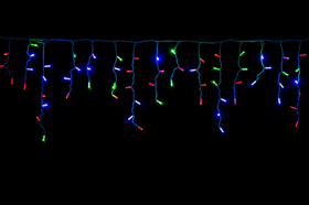Вулична світлодіодна гірлянда бахрома (172 LED, 5х0,6м, IP67, білий провід каучук), колір свічення мультиколор