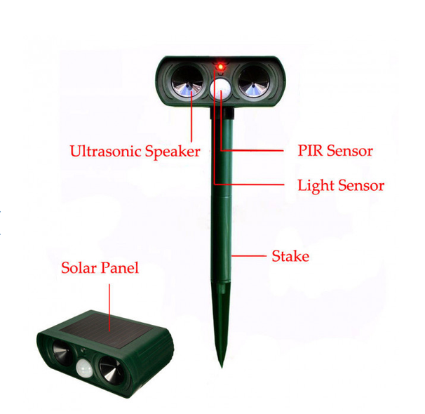 Відлякувач ультразвуковий від гризунів та комах на сонячній батареї Solar Animal Repeller PX-1009