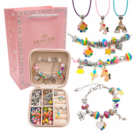 Детский набор для творчества создания шарм браслетов и подвесок украшений в подарочной коробочке