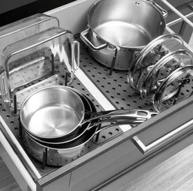 Органайзер для кришок та посуду телескопічний LY-308, Регульований Кухонний тримач для тарілок