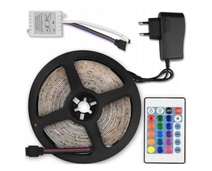 Лента LED светодиодная 5050 300 RGB 5м с пультом и блоком питания
