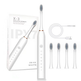 Електрична зубна щітка ультразвукова 6 режимів, Водонепроникна LY 393 USB White
