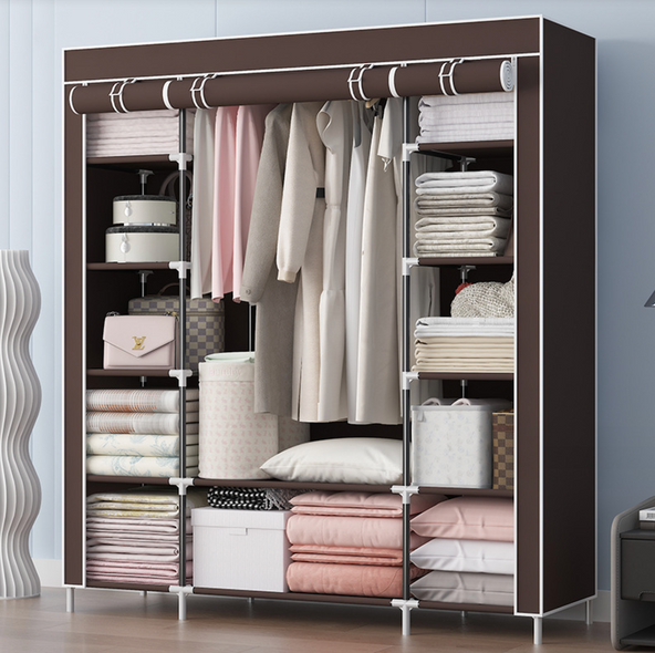 Шафа тканинна складана STORAGE WARDROBE 68150 на 3 секції 130x45x175 Коричневий