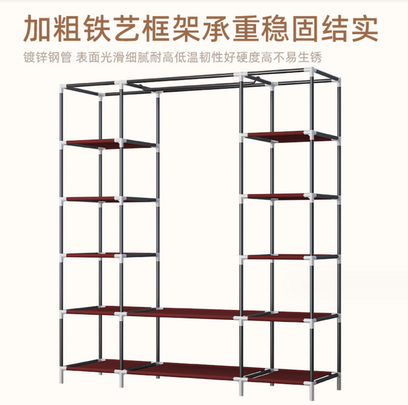 Шкаф тканевый складной STORAGE WARDROBE 68150 на 3 секции 130x45x175 Коричневый