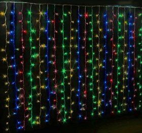 Світлодіодна гірлянда штора Curtain 1,5х1,5 метра, 120 Led, Силікон Дріт / Теплий Білий
