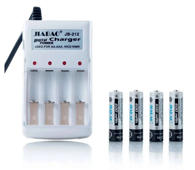 Зарядний пристрій акумуляторних батарей JIABAO в комплекті акумулятори 4 шт. (AA) JB-212