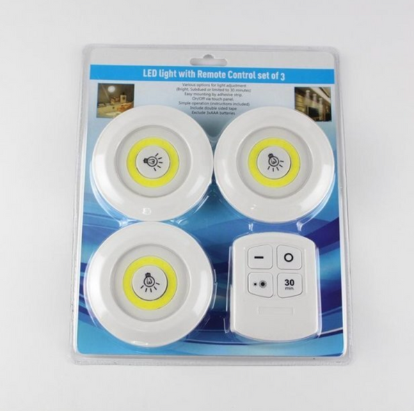 Світильники на батарейках з пультом та таймером LED light with Remote Control Set (3 світильники)