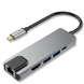 USB-hub хаб адаптер переходник 5-в-1 |Type-C to USB3.0*1/USB2.0*1/Type-C/HDMI/LAN RJ45| Серый