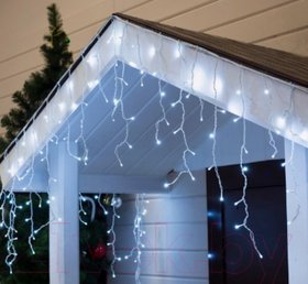 Гірлянда Бахрома 120 LED, колір: Холодний Білий, 3x0.5 м прозорий провід